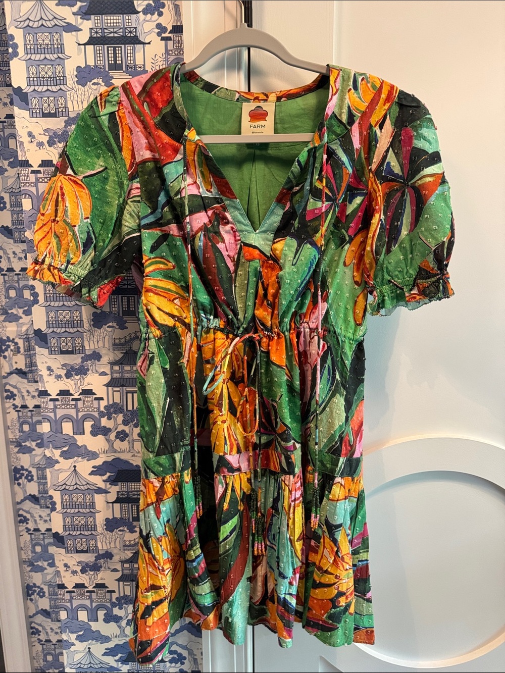 FARM Rio Green Multi Tropical Mini Dress